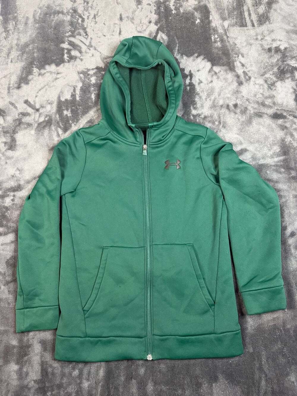 Kids Under Armour Fleece Full Zip Hoodie YMD Green Youth Medium # 93